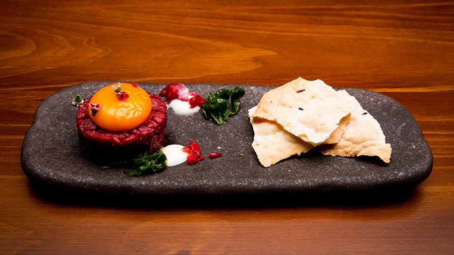 Kangaroo Tartare with Smoked Egg Yolk