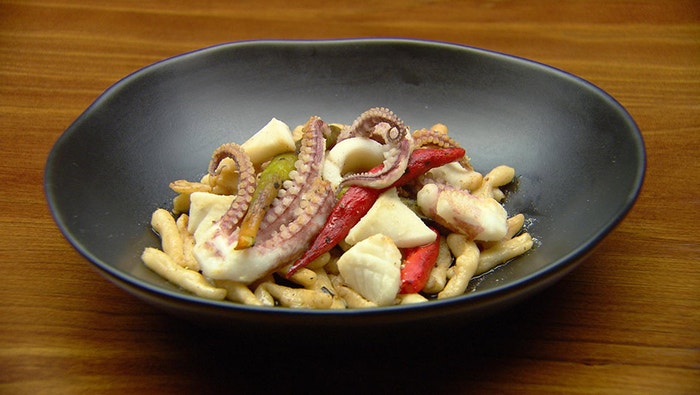 Cavatelli Pasta with Salt and Pepper Squid