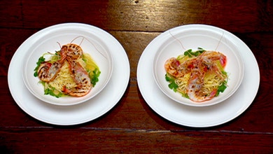 Handmade Noodles with Grilled Scampi