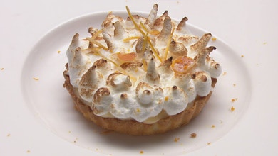 Lemon and Lime Curd Tart with Meringue and Candied Orange