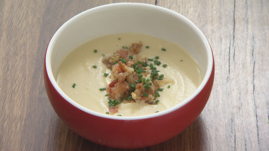 Parsnip Soup with Stilton and Bacon Crumb