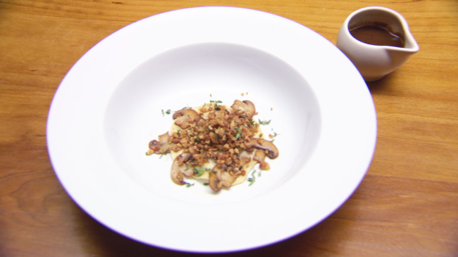 Mushroom Ravioli with Hazelnut Crumb and Mushroom Veal Jus Network Ten