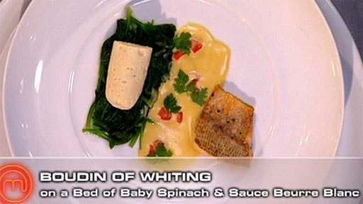 Boudin of Whiting on a Bed of Baby Spinach and Beurre Blanc Sauce ...