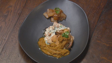 Mughlai Spatchcock with Aloo Gobi and Pear Chutney