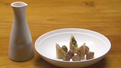 Meatball Soup with Beetroot Pastries