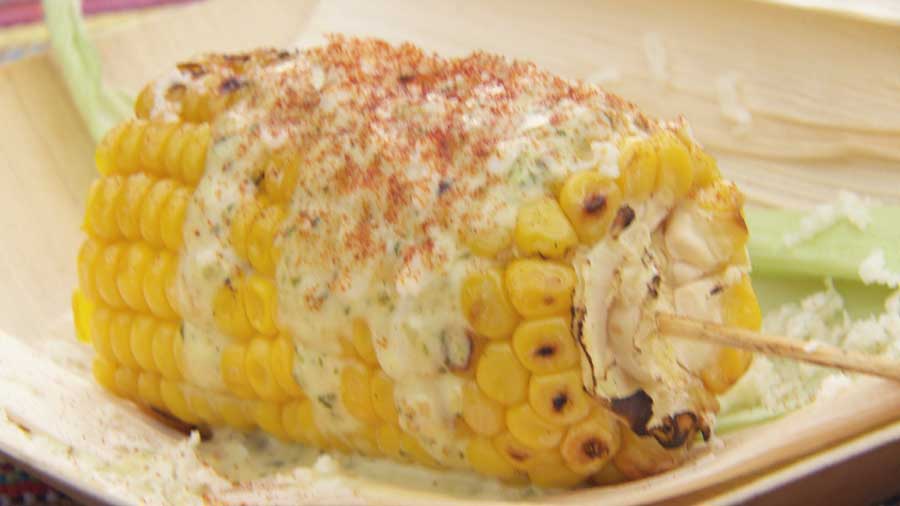 Charred Corn with Jalapeno Mayonnaise and Cheese