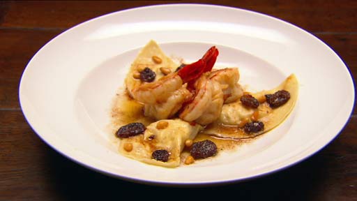 Goat S Cheese Raisin Ravioli With Pan Seared Prawns Network Ten