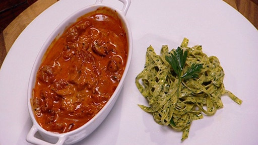 Beef Stroganoff with Parsley and Black Pepper Fettuccine