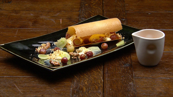 Cheese Mousse with Sweet and Sour Grapes