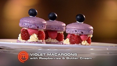 Violet Macaroons with Raspberries & Butter Cream