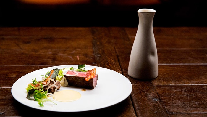 Braised Lamb Shoulder with Pickled Onions, Mint Salad and Mustard Viniagrette