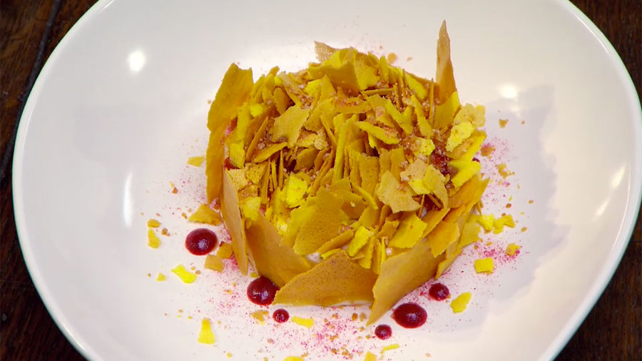 Lemon Verbena Mousse with Saffron Flakes