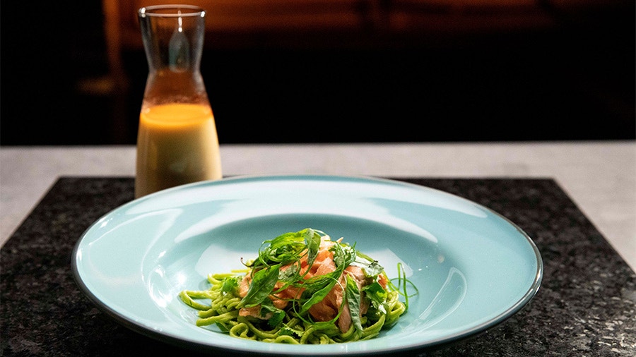 Tea Smoked Rainbow Trout in a Lemongrass and Coconut Broth