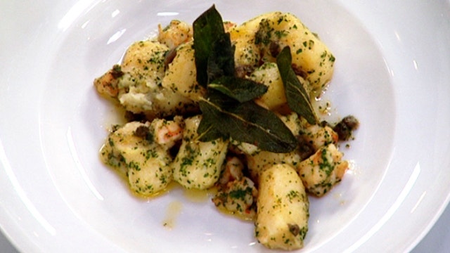 Potato Gnocchi with Sauteed Prawns in a Burnt Butter Sauce