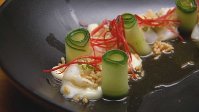 Butter Poached Prawns with Prawn Vinaigrette
