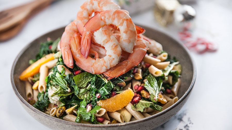 Prawn, Pistachio and Pomegranate Christmas Salad