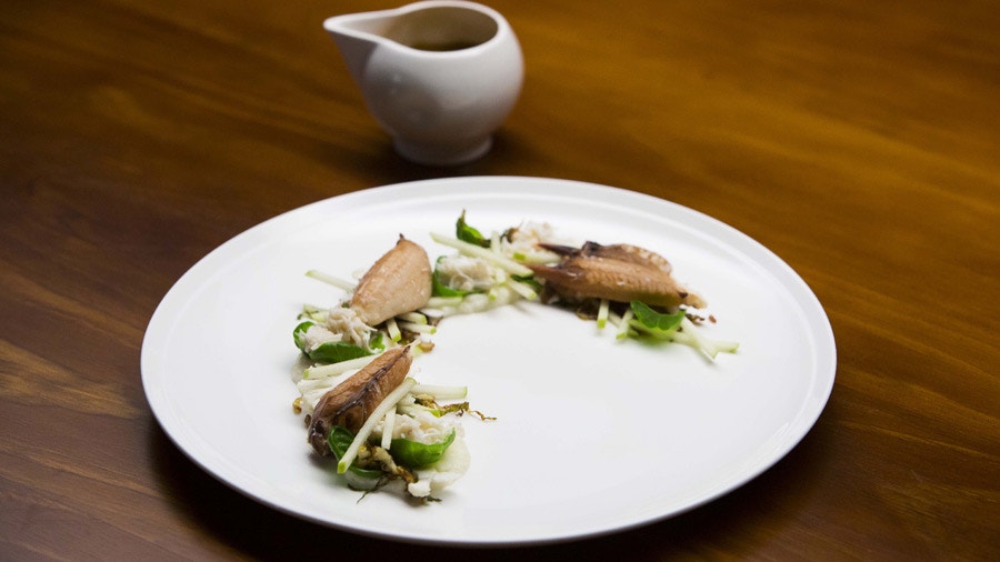 Mud Crab, Cauliflower, Sprouts and Apple