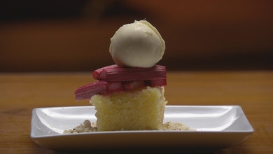 Lemon Cake with Rhubarb and Guava Ball