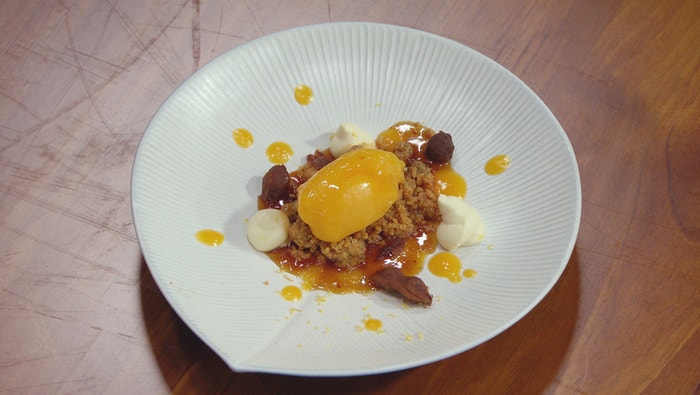 Mango Sorbet with Tamarind and Fish Sauce Caramel