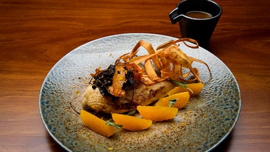 Roast Chicken with Sage, Orange, Cinnamon and Parsnip Chips
