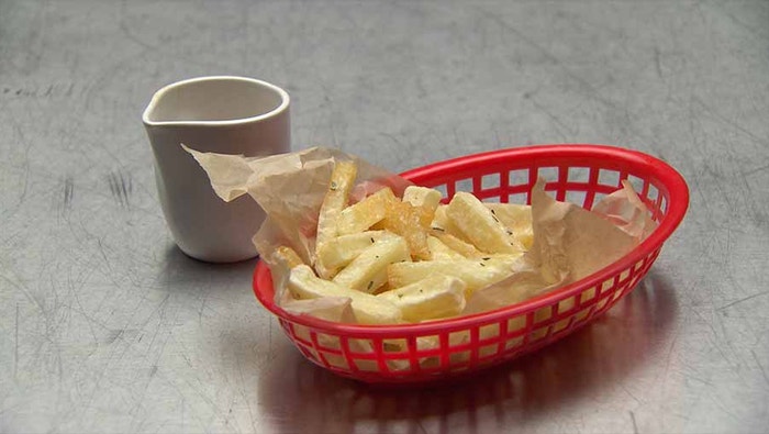Twice Cooked Chips with Chicken and Rosemary Gravy