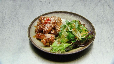 Sweet and Sour Chicken Wings with Fusion Salad