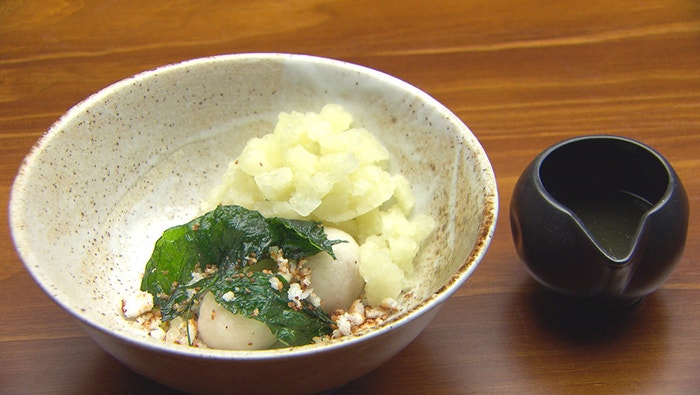 Sticky Rice Dumplings with Basil and Lemongrass Syrup