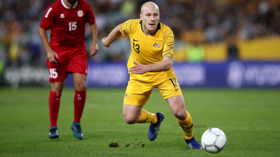 Aaron Mooy of Australia passes during the International Friendly Match between the Australian Socceroos and Lebanon