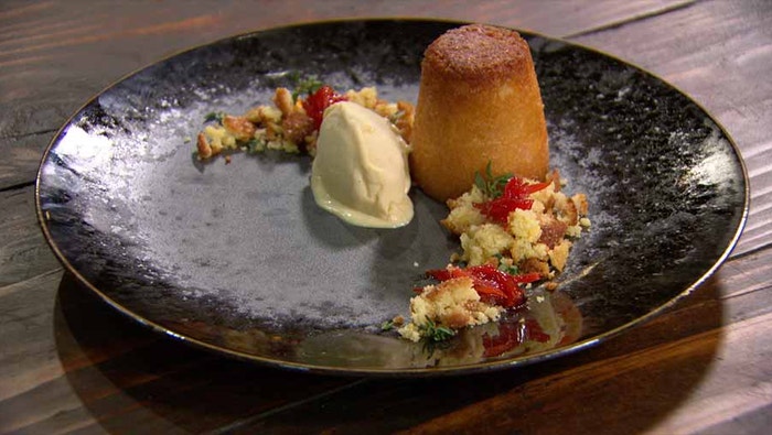 Lemon Drizzle Cake with Lemon, Honey and Thyme Ice Cream