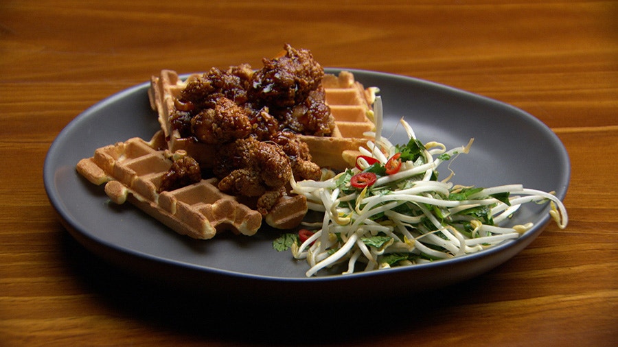 Waffles With Triple Fried Chicken And Chilli Caramel Network Ten