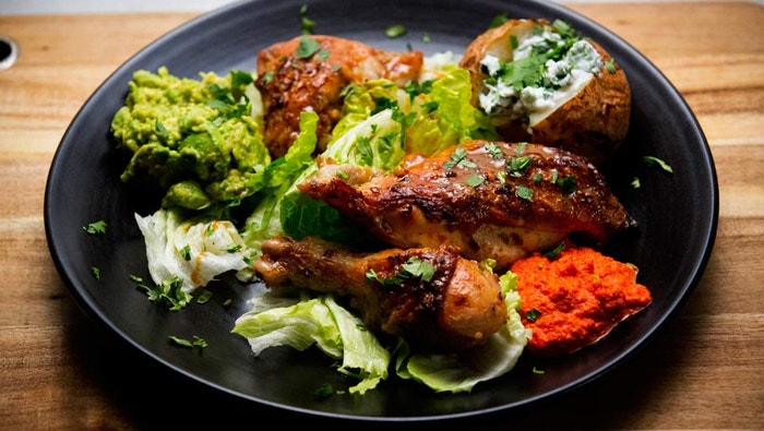 Tequila and Lime Chicken with Chilli Ginger Garlic Sauce and Baked Potato