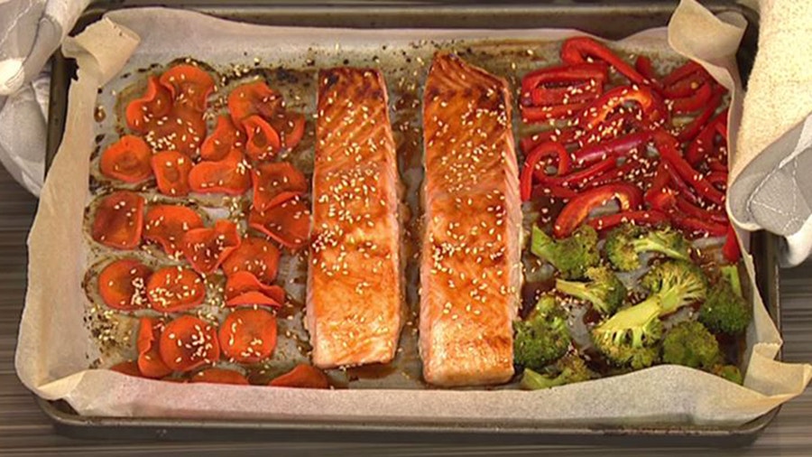 Maple Soy Sriracha One-Tray Salmon Recipe