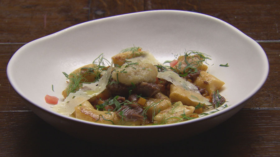 Braised Beef Cheeks with Pan Fried Gnocchi