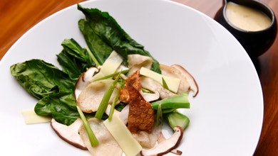 Braised Abalone and Bamboo Shoots with Pickled Mushrooms and Broth