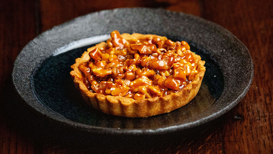 Salted Caramel and Walnut Tart with Star Anise Ice Cream