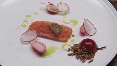 Citrus Cured Salmon with Beetroot Jelly
