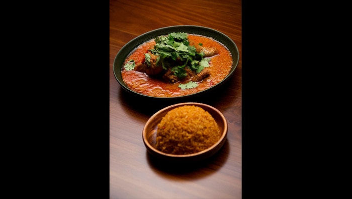 Ghanaian Peanut Stew and Jollof Rice