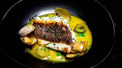 Snapper and Clams with Saffron Butter Sauce