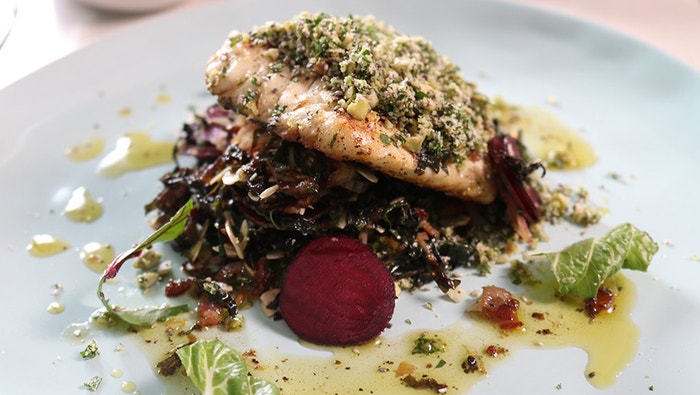 Almond Crusted Snapper with Wilted Greens - Network Ten