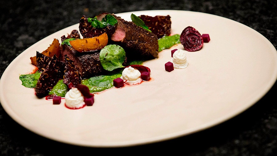 Lamb with Cumin, Beets and Watercress