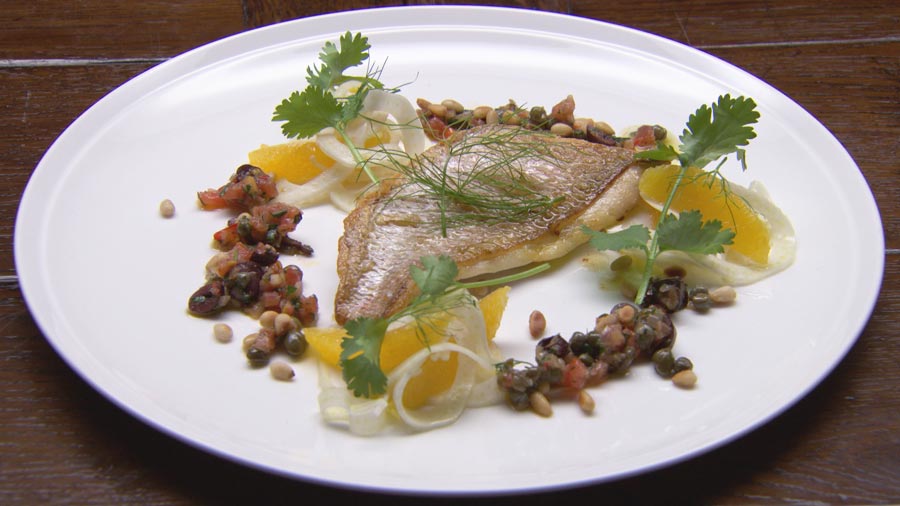 Pan Fried Snapper with Anchovy, Tomato and Caper Vinaigrette with ...