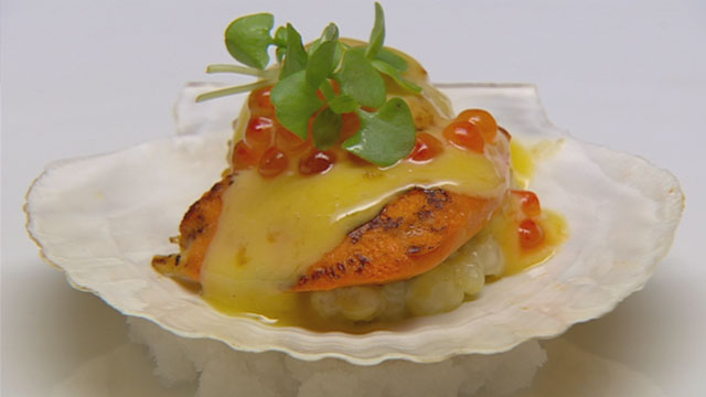 Scallops with Pearl Tapioca and Yarra Valley Salmon Caviar