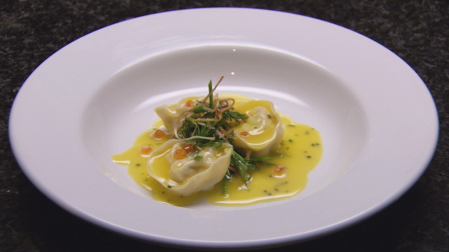 Scallop tortellini in Citrus Butter Sauce