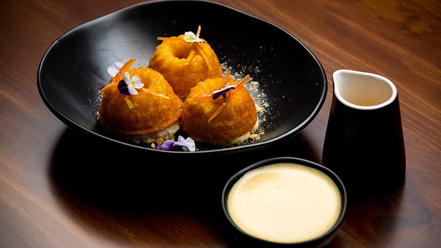 Orange Cake with Orange Sauce and Zabaione