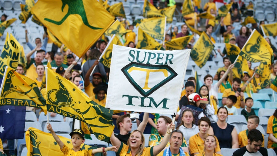 Australian fans support during the International Friendly Match between the Australian Socceroos and Lebanon