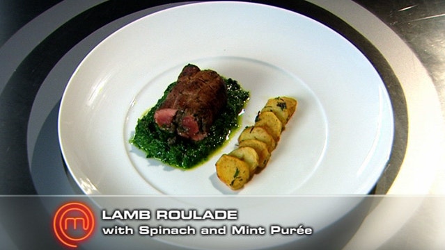 elk bon veiligheid Lamb Roulade with Spinach and Mint Puree - Network Ten