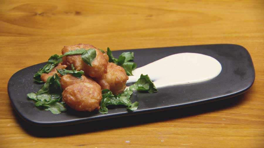 Scampi Fritters With Horseradish Mayo And Watercress Network Ten