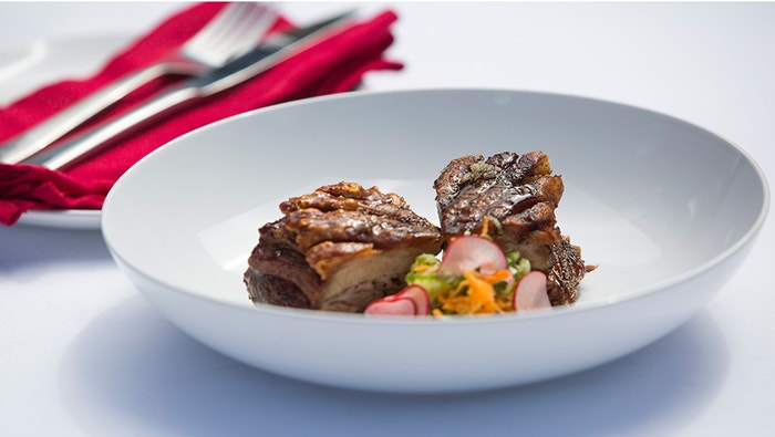 Five Spice Pork Belly with Grilled Corn and Pickles