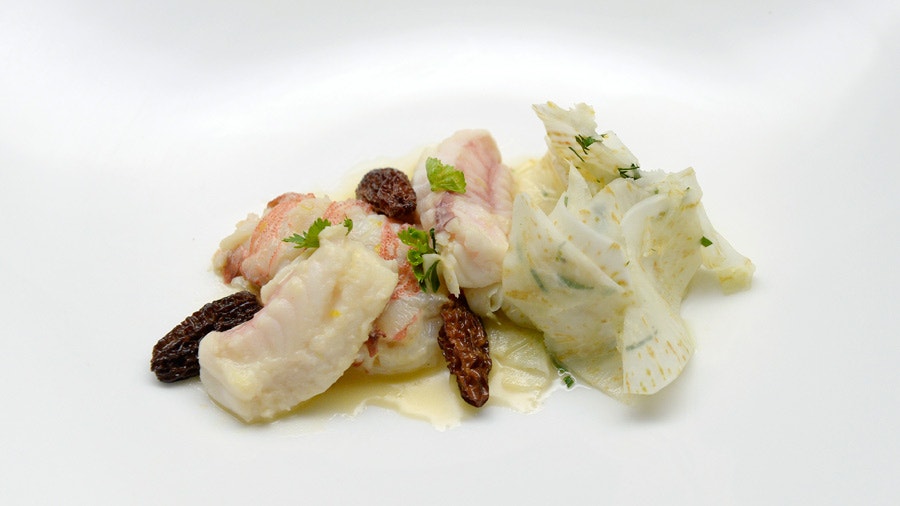 Butter Poached Seafood with Celeriac and Horn Melon Salad