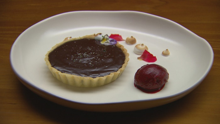 Salted Chocolate Tart with Beetroot Sorbet
